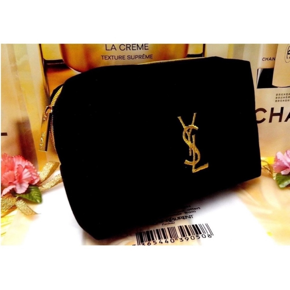 Saint Laurent VIP GWP Black Velvet Logo Chain Crossbody Bag - Picture 3 of 9